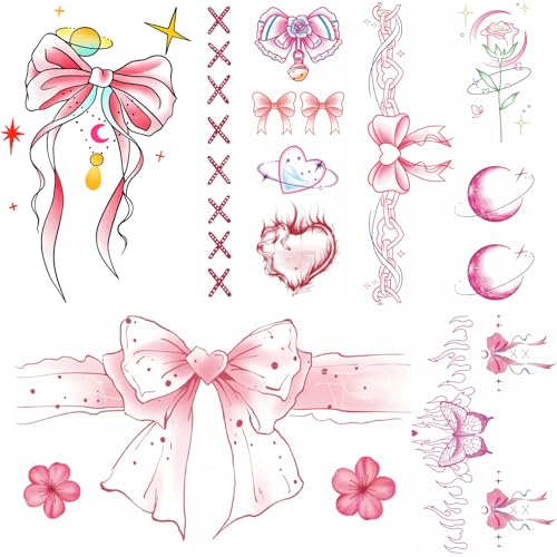 Nirbffo Tatuaggio Temporaneo Nastro Papillon Gamba Impermeabile Braccio Mano Tatuaggio Temporaneo Adesivi Durano Lungo 5Sheets