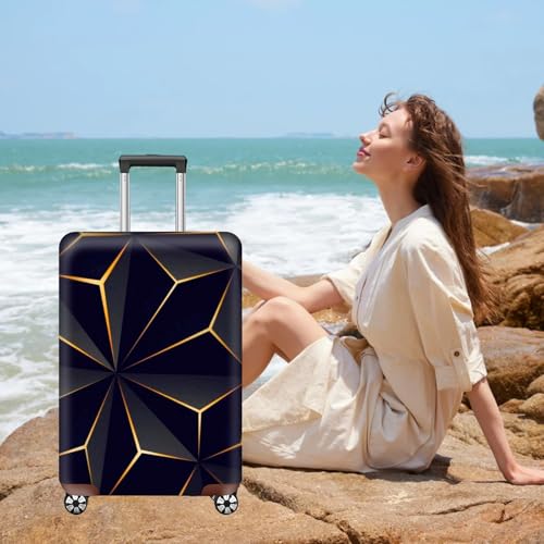 Disnace Koffer Schutzhülle – Elastische Kofferhülle im Cyberpunk-Stil mit Gepäckanhänger, Staub- & Wasserdicht, Waschbare Gepäckabdeckung mit Reißverschluss für Reisekoffer (L (26-28 in))