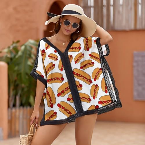 Stylish Chiffon Swimsuit Cover Ups for Women, Summer Bikini Cover Up V Neck Sexy Swimwear Cover Up Beach Dress2