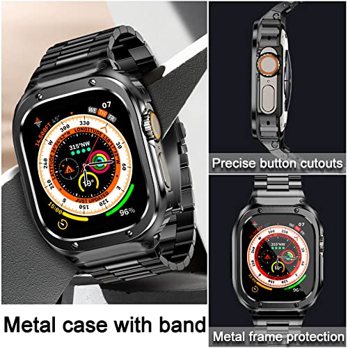 Image of MioHHR Stainless Steel Band and Case Compatible with Apple Watch Band 49mm