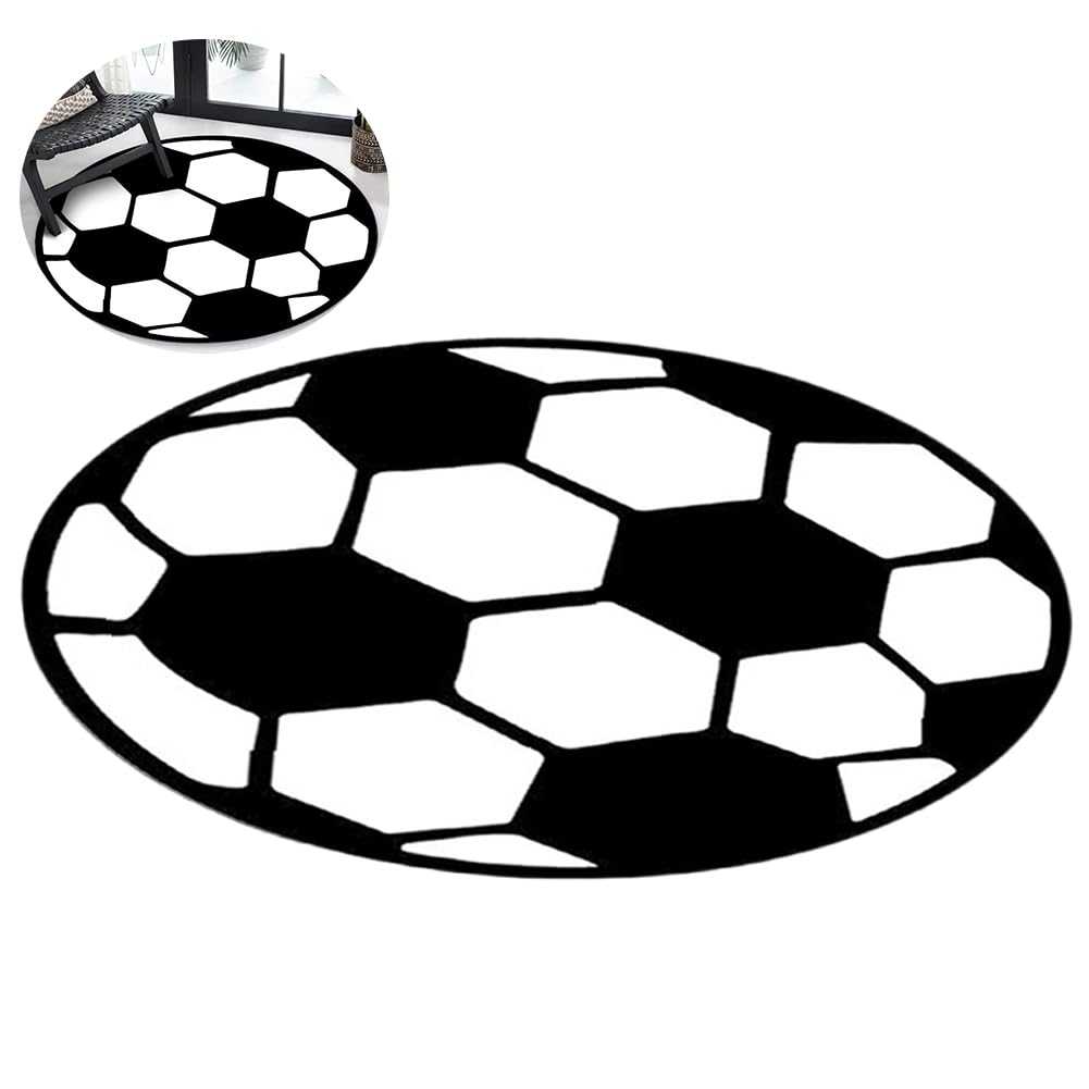 NTEVXZ Alfombra de Fútbol, Alfombra de Fútbol Redonda Antideslizante, para Habitación de Niños, Dormitorio, Sala de Estar(60× 60cm)