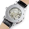 Men's Fashion Mechanical Wristwatch Transparent Dial with Skeleton Design Leather Band Automatic Manual-Winding Watch