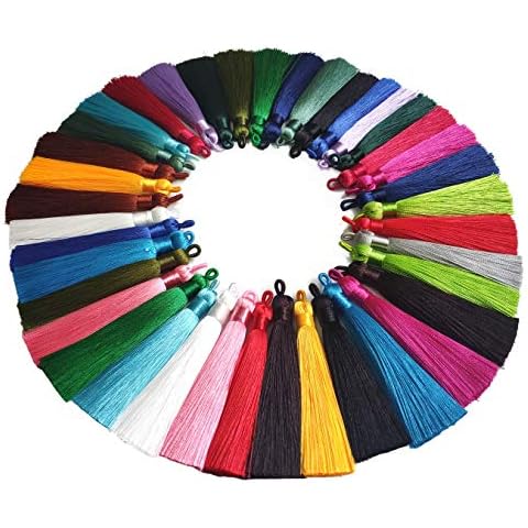 YXJDWEI 40Pcs Quasten 9cm 20 Farben Terylene Anhänger Handgefertigte Troddel Tassel mit Schleifen für Schmuckherstellung DIY Projekte Lesezeichen Cover