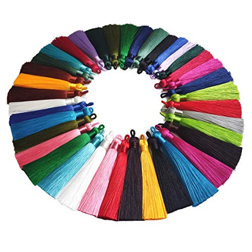 YXJDWEI 40Pcs Quasten 9cm 20 Farben Terylene Anhänger Handgefertigte Troddel Tassel mit Schleifen für Schmuckherstellung DIY Projekte Lesezeichen Cover