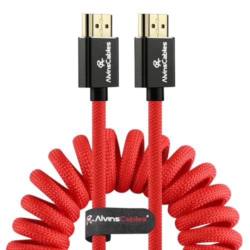 Alvin's Cables 8K 2.1 Full HDMI Cable, Z-CAM HDMI Type A Coiled Cable for ATOMOS Ninja V, Flexible Durable Camera Cable for BMPCC, for Panasonic S1H GH5, for Sony A7S3 A9 A74 A7siii, for Canon C70