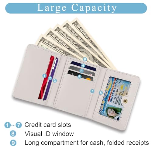 Image of Jogjam Mushroom Skull Small Ladies Wallets, Skeleton Goth Horror Rfid Womens Wallet, Slim Thin Trifold Woman Wallet, Travel PU Leather Card Holder Wallet, Compact Key Chain Cash Wallet, Female Gifts