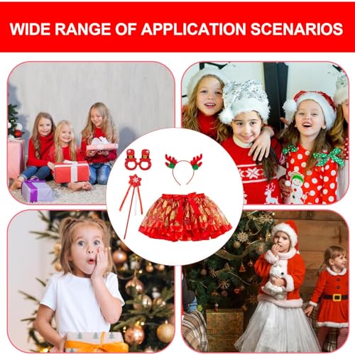 Vestido Tutu de Natal Vermelho,Conjunto de tutu ajustável para meninas de férias - Saia amiga da pel
