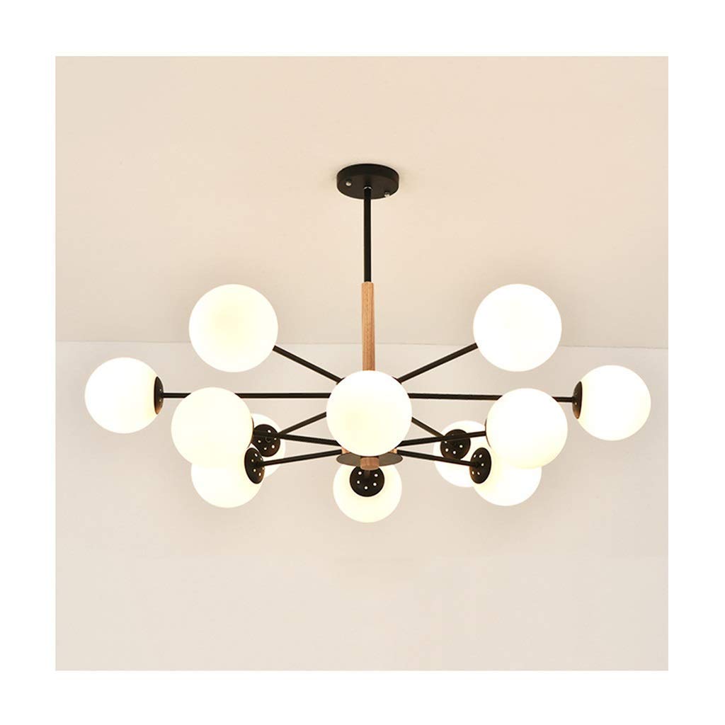 SXECAEPS Modern creative chandelier Nordic Solid Wood Living Room Ceiling Light Bedroom Restaurant Molecular Lamp Simple Modern Light/12 Headsthreecolor