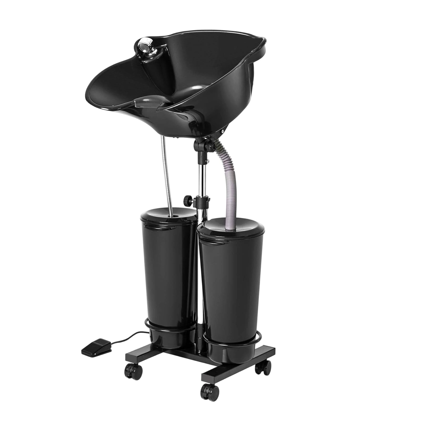 Lavabo portátil con bomba eléctrica, lavabo de pelo ajustable en altura con 2 cubos extraíbles de 10 L y mangueras de drenaje, fregadero de champú para mujeres mayores embarazadas