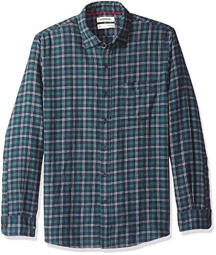 Amazon Brand - Goodthreads Men's Standard-Fit Long-Sleeve Plaid Flannel Shirt, navy green heather, X-Large