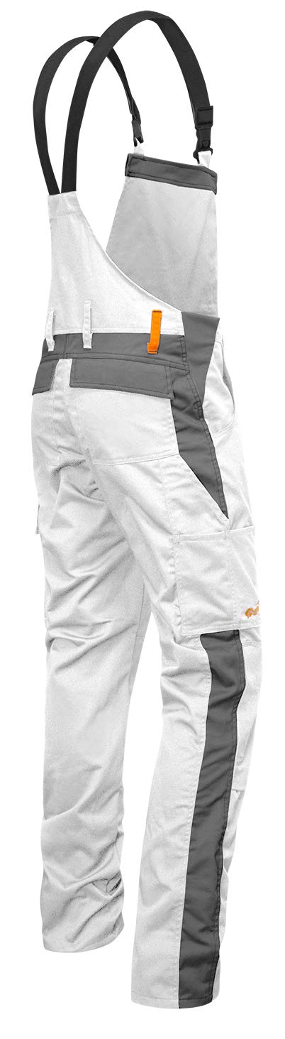strongAnt Herren Malerhose Arbeits-Latzhose Berlin mit Kniepolstertaschen Kombi-hose, Weiß/Grau, Gr. 90