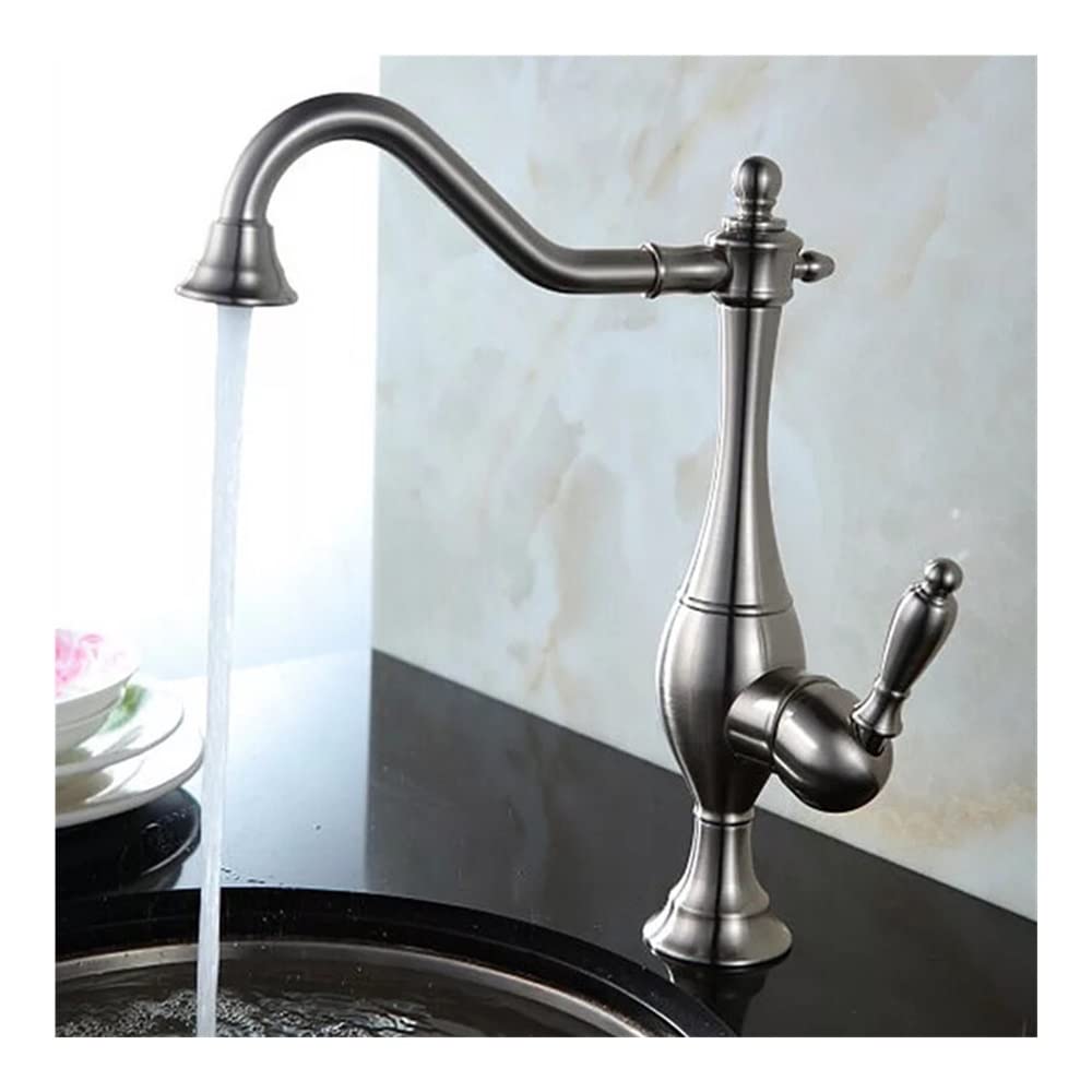 Robinets d'évier de cuisine laiton rétro mitigeur or brossé eau chaude froide rotatif
