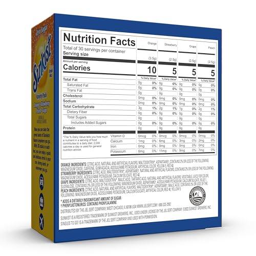 Image of Singles To Go! Sunkist Soda Powdered Drink Mix, Variety Pack, 30 Packets