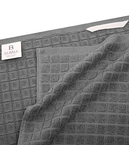 Image of Premium Kitchen Towels (20 inchx 28 inch, 6 Pack) | Large Cotton Dish Towels | Flat & Terry Highly Absorbent Kitchen Linen Set with Hanging Loop | Grey Check