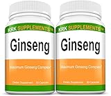 2 Bottles Ginseng 1000mg Per Serving Panax Ginseng Eleutherococcus Senticosus Extract Korean Ginseng 180 Total Capsules KRK Supplements
