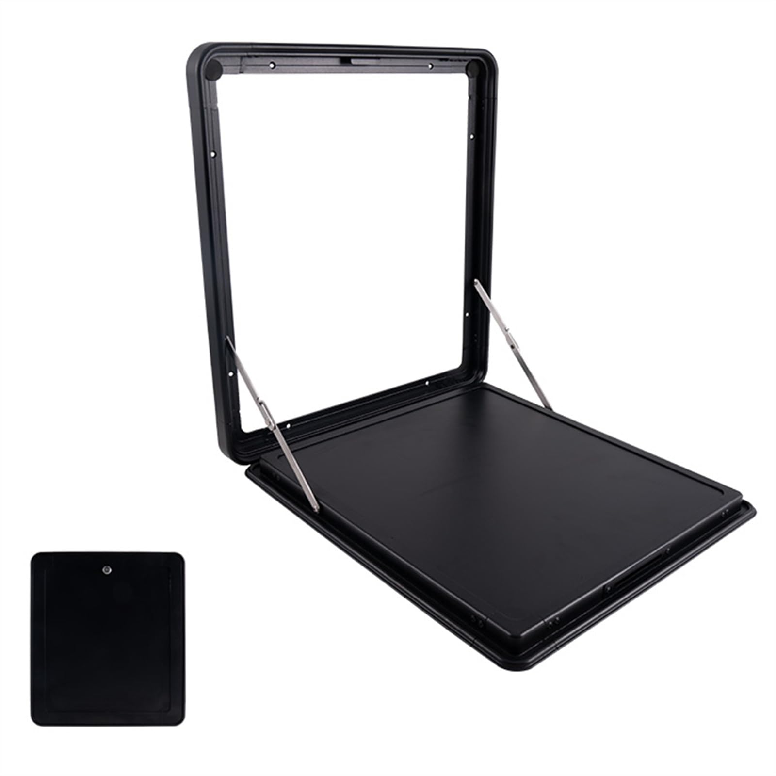 Mesa de Camping Plegable, Mesa de Picnic de Pared con Doble Cierre, Ligera, de Aluminio, Flotante, Capacidad de Carga, Color Negro, 40 x 45 cm (15,7 x 17,7 Pulgadas)