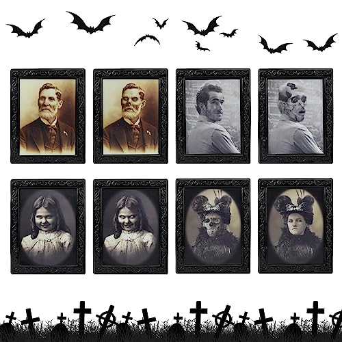 4 Piezas Decoraciones de Retratos de Terror de Halloween 3D Cambio de Cara Imagen en Movimiento Marco de Fotos Espeluznante Decoración de Casa Embrujada Decoración de Fiesta de Halloween (C)