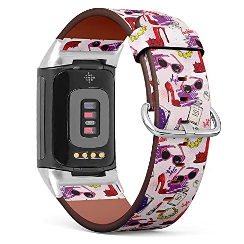Mingdao MINGDAO-W-C5-A0956 Compatible With Fitbit Charge 5 , Patterned Leather Replacement Band cover