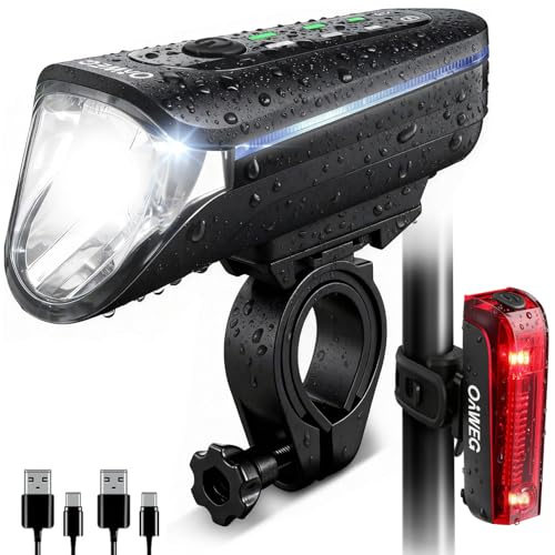 OnWEG Fahrradlicht Set StVZO zugelassen, 100 Lux Frontlicht mit Auto-Modus, Rücklicht mit Bremslicht blinkend, USB-C aufladbar… – Ansicht 1