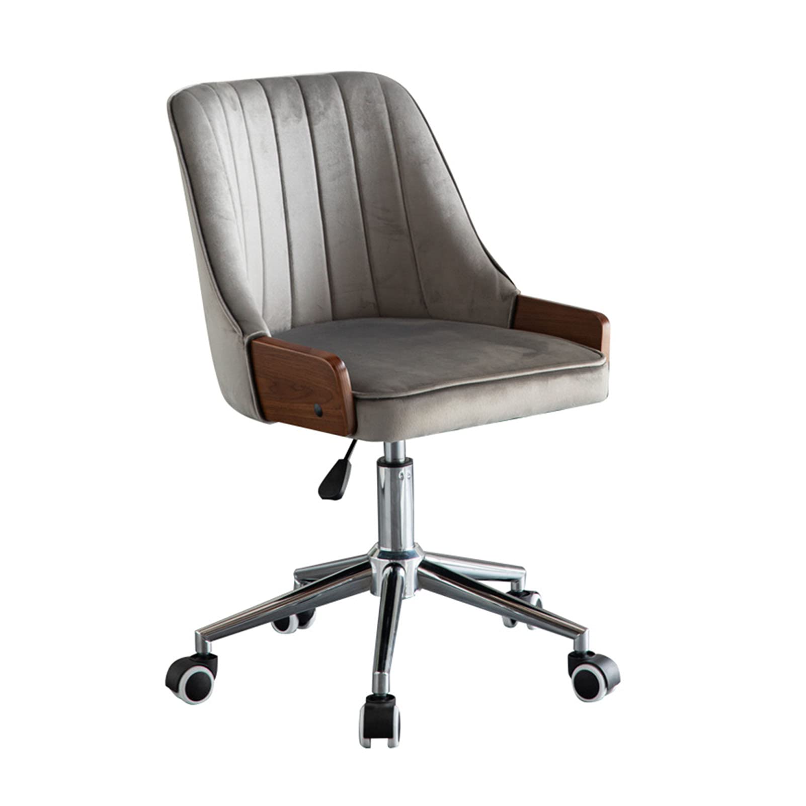 Chaise de bureau pivotante blanche en velours et bois pour la maison