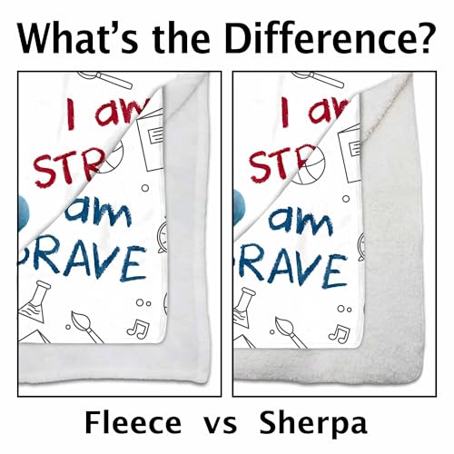 Image of Personalized Inspirational Blanket - Custom Name Fleece or Sherpa Throw and Unique Cartoon Character Blanket - Birthday Gift for Girls Kids Teens, Holiday Throw Blanket for Bed