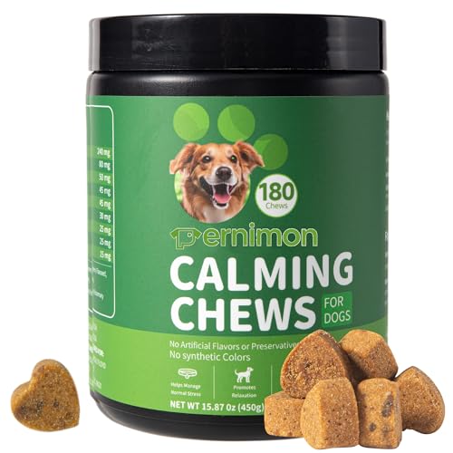 Pernimon Calming Dog Treats 180 Count Dog Calming Tablets that Work Anxiety and Stress Relief for Dogs Calming Care Helps Dog Reduce Stress Barking Thunder Separation - Chicken Flavor