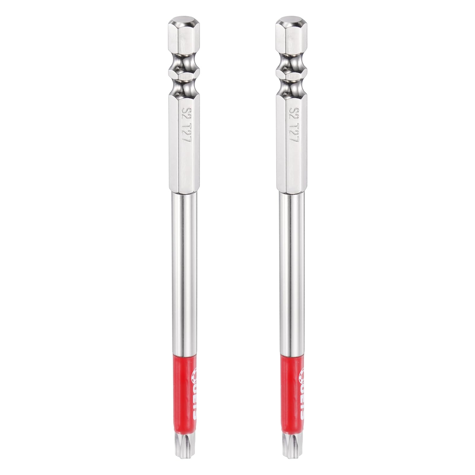 sourcing map 2pcs TT27 Torx Head Screwdriver Bit 1/4" Hex Shank 110mm Long Magnetic Tamper Proof 6 Point Star Drill Bits S2 Steel Industrial Power Screwdrivers with Hole Tip