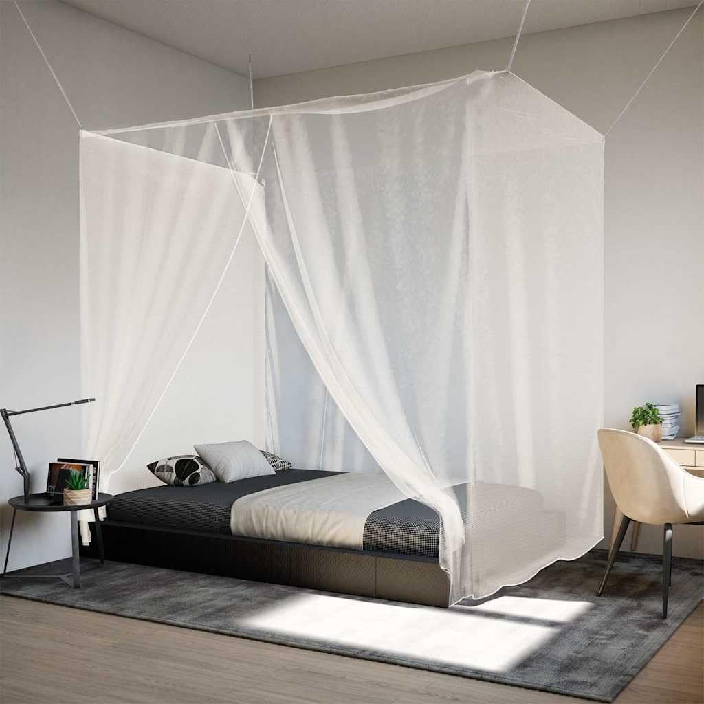 Moskitiera do zawieszenia, 220 x 180 x 180 cm, biała, 156, siatka na owady, z liną 6 m, prostokątna moskitiera na kemping, do aktywności na świeżym powietrzu, trekkingu, siatka ochronna na