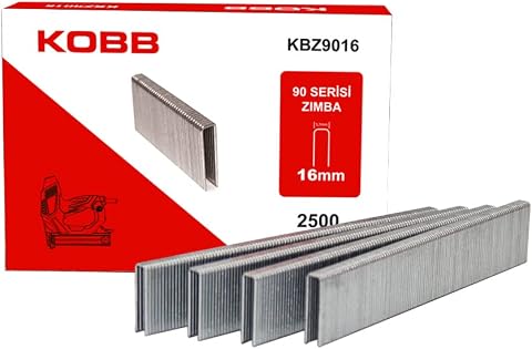 KOBB KBZ9016 16mm 2500 Adet 90 Serisi Ağır Hizmet Tipi Zımba Teli, Gri