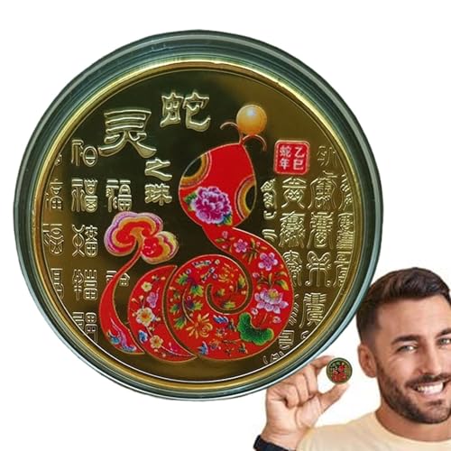 Pièce porte-bonheur 2025 Année du Serpent,Pièce de monnaie Année du Serpent 2025,Signe chinois Feng Shui, pièce porte-bonheur | Pièce commémorative du...