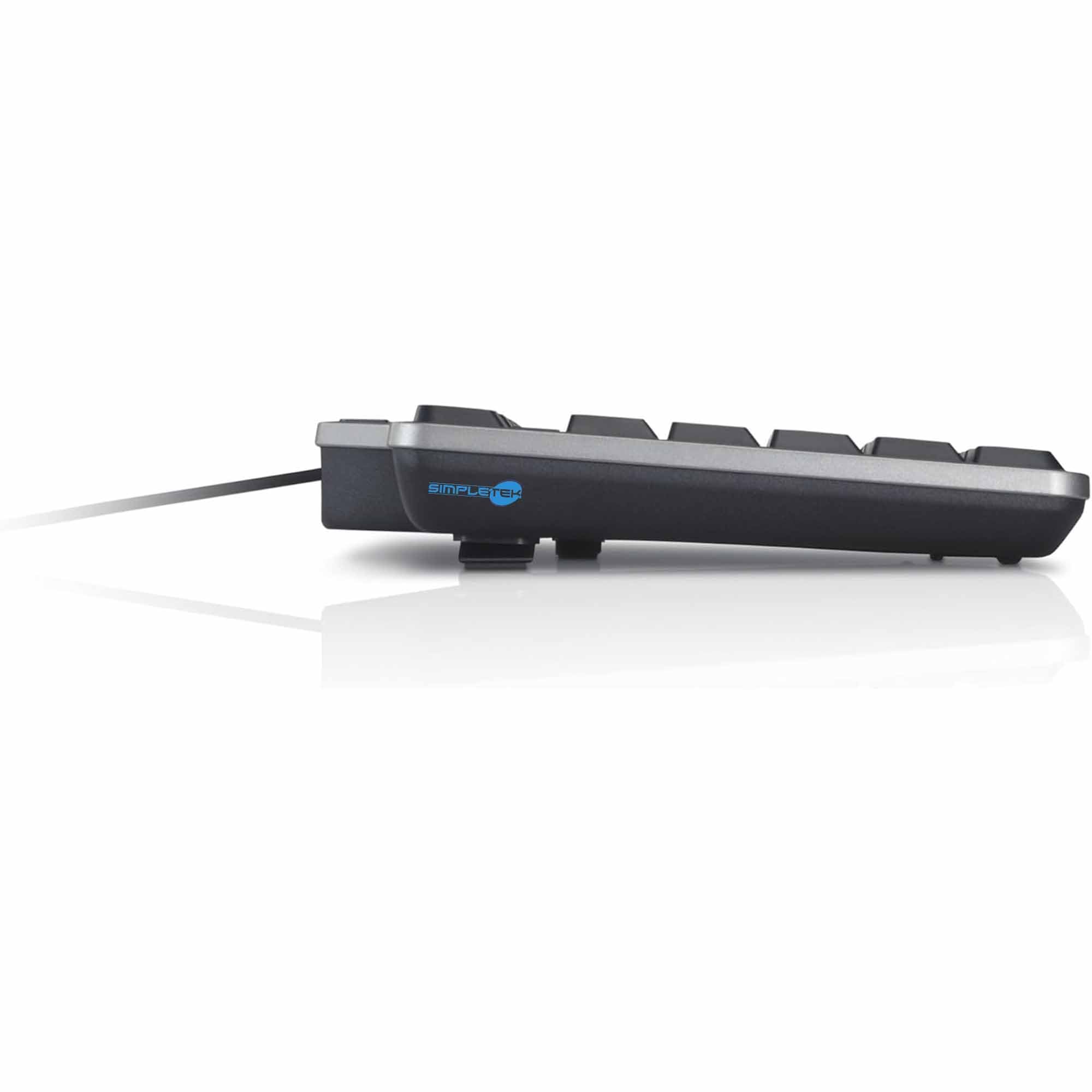 SIMPLETEK - Tastiera cablata USB - layout tedesco QWERTZ - 104 Tasti | per PC Desktop e Notebook | Poggiapolsi integrato