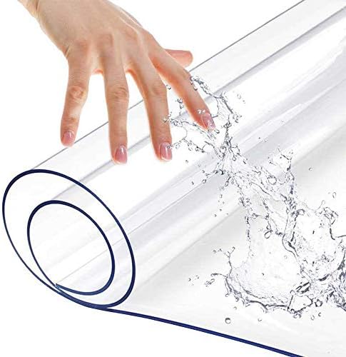 Clear Table Protector Plastic Transparent PVC Office Desk Protection Topper Cover Mat Table cloths Vinyle Glass Dining Room Table Wooden Furniture Surface Prortector Mat Wipeable Easy Clean 24x36