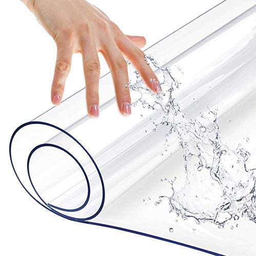 Clear PVC Table Protector Pad Crystal Rectangular 36x60 inch Waterproof Wipeable Kitchen Countertop Protector Vinyl Non-Slip Desk Mat for Dining Coffee Table Writing Desk Cover 1.5mm Thick by Leoewo - Used condition - US$18.16