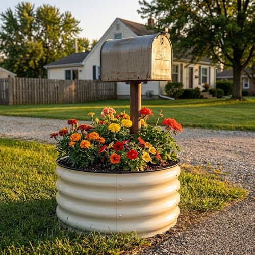 Image of SnugNiture 3 Pcs 2x2x1ft Round Galvanized Raised Garden Bed Kit Outdoor, Metal Planter Box for Planting Plants Vegetables, White