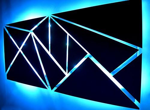 LED Lighted Geometric Silver Metal Wall Art"Fracture" Sculpture Color Changing Light 'SMARTPHONE CONTROLLED'
