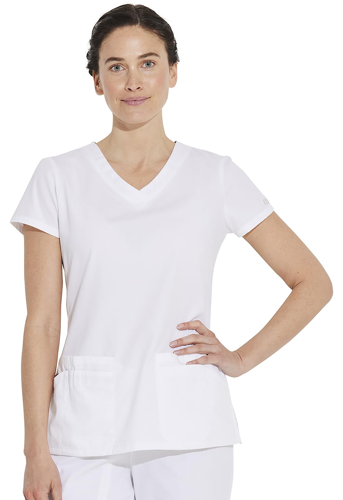 Dickies Women's EDS Signature Scrubs Jr. Fit V-Neck Top - White - XX-Large