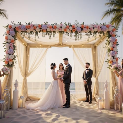 GALLETY Cortina de Fondo Champagne 10ft x 8ft con Luces miniatura 6