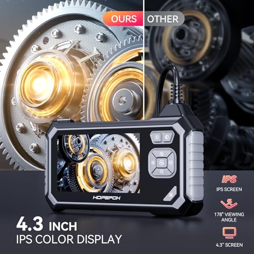 Endoskopkamera mit Licht, Hopefox 4.3 Zoll IPS Bildschirm Industrie Endoskop, IP67 wasserdichte...