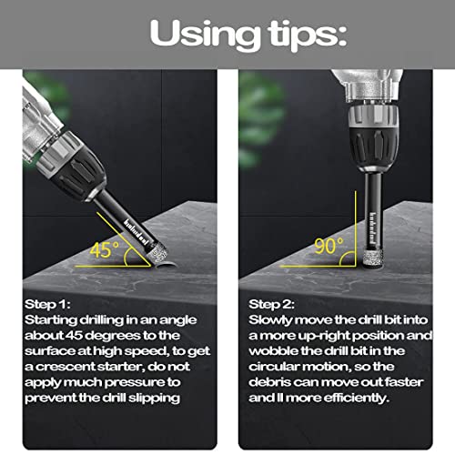 Mgtgbao 6pc 1/4” Dry Diamond Drill Bits Set， 6mm Core Drill Bit Brazed with Cooling Wax for Porcelain Tile Ceramic Concrete Granite Marble Hard Materials (not for Wood). - Thumbnail 5