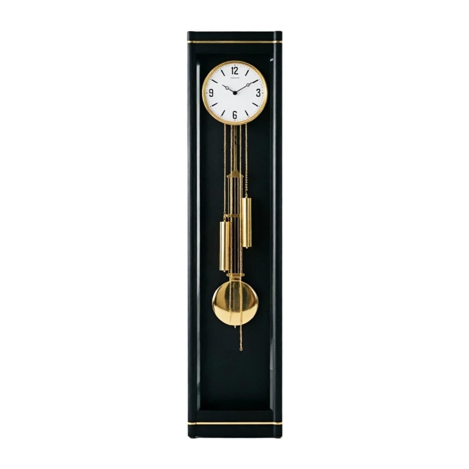 WANGHAI-666 Grandfather Clocks Wood Grandfather Clock Floor Quartz Pendulum Chimes Silent Movement(Black)