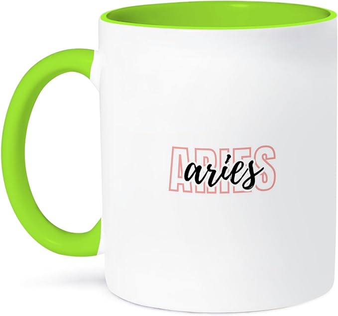 3dRose, Zodiac Sign - Aries Text, 11oz Two-Tone Green Mug