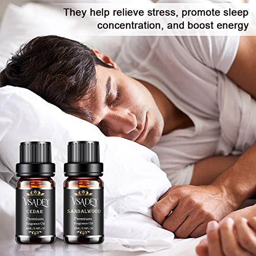 Fragrance Oil for Candle Making,Vsadey Gentleman\'s Essential Oils Set for Aroma Diffusers Pleasing Aromatherapy Scents Like Sweet Tobacco Sandalwood Cedar Leather Rum Cologne Set of 6 (10ML) - Thumbnail 7