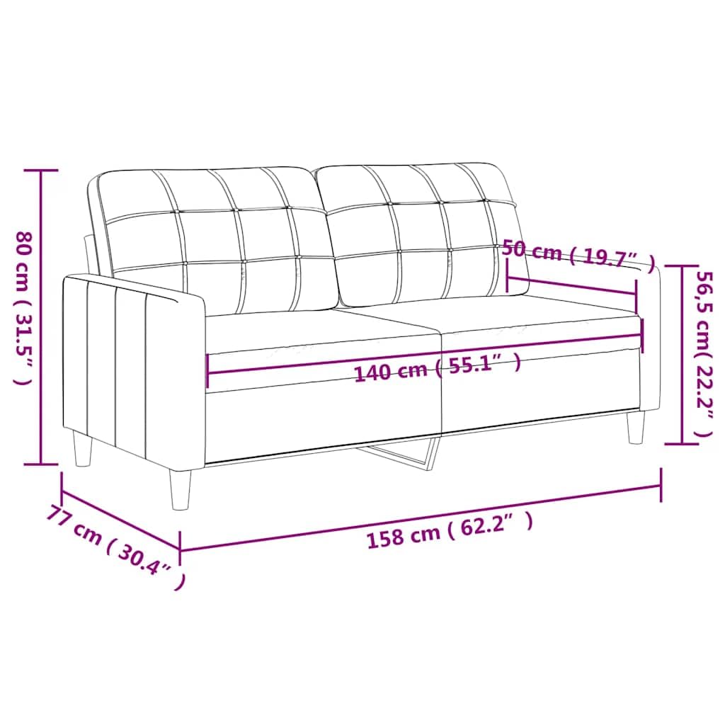 vidaXL Sofa 2 Sitzer, Couch für Wohnzimmer, Polstersofa mit Metallgestell, Loungesofa Zweisitzer Wohnzimmersofa Wohnzimmermöbel, Grau Kunstleder