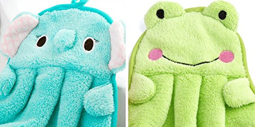 Ning Store Kids Hand Towel, 5Pcs Candy Color Animal Hanging Wipe Towel For Kids, Soft, Absorbent #TOP6