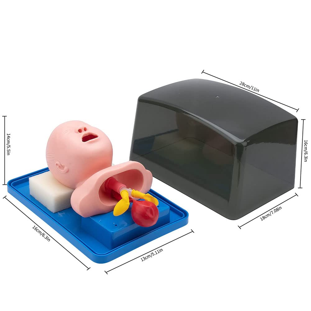 Simulador de entrenamiento de intubación de vías respiratorias infantiles, modelo de enseñanza de PVC para gestión de vías respiratorias, 27 x 20 x 12 cm, ideal para estudios médicos y entrenamiento