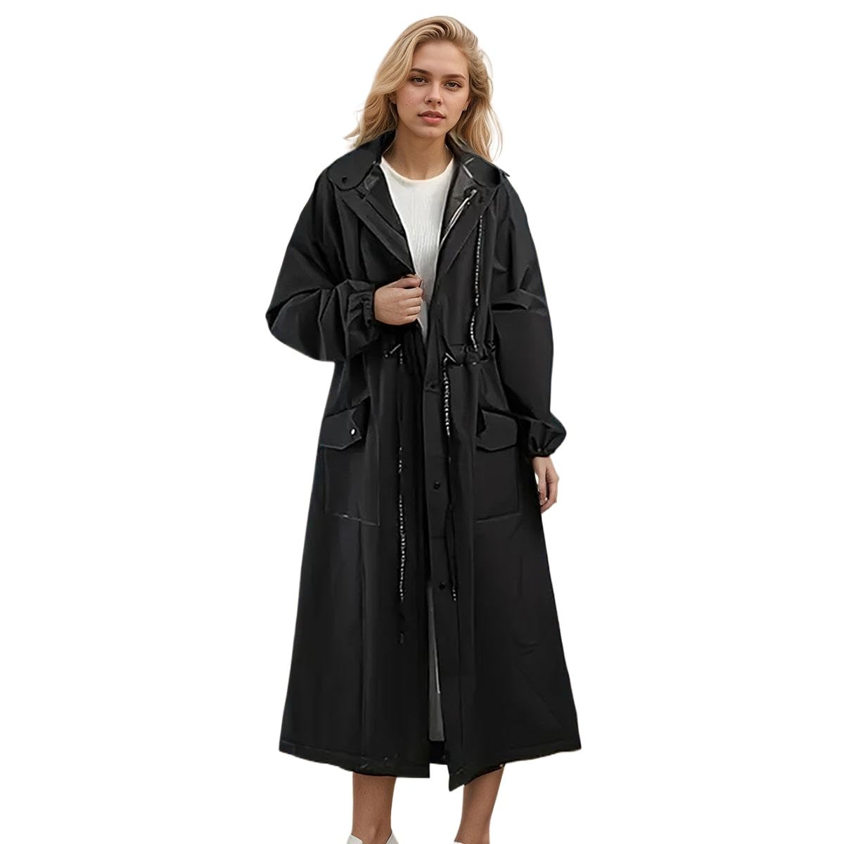 AIMLYXEE Lightweight EVA Raincoat for Women, Portable Waterproof Hooded Rain Poncho for Commuting, Dog Walking, Travel