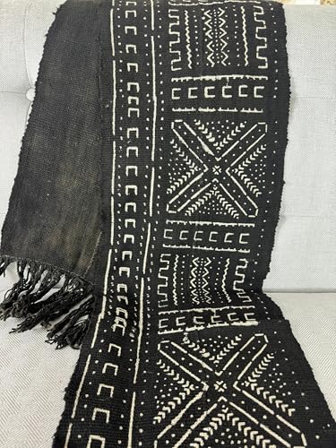 Black African Mudcloth Scarf/Bogolan Boho Scarf/Unisex Handmade Scarf/Bogolan Mudcloth Scarf/Scarves/Gift for Her/Gift for Him/Chrismas Gift4