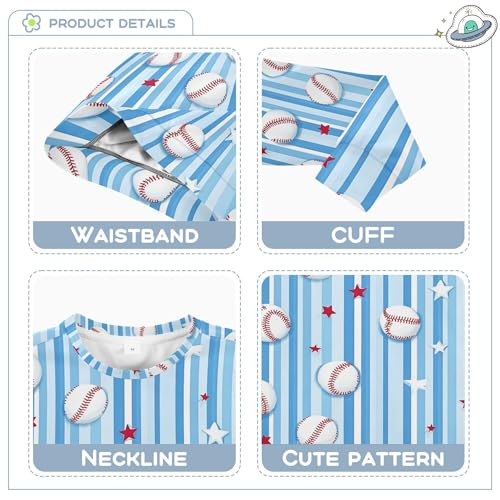 JUNZAN Blue Baseball Stripes Little Boys Pullover Hoodie Crewneck Hoodie for Boys Sports 4T3