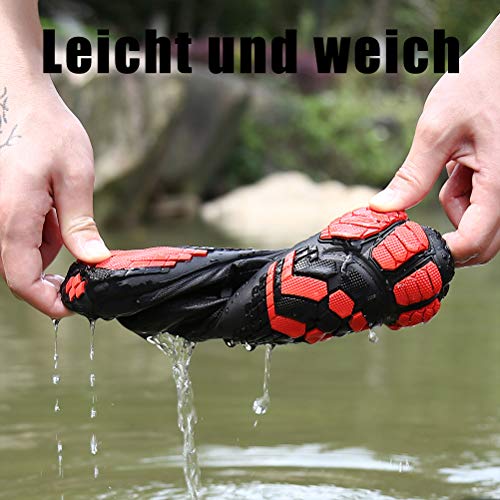 Foto von DANNTO Herren Aquaschuhe Wasserschuhe Badeschuhe Kinder Yoga Badeschuhe Strandschuhe Schnell Trocknend Surfschuhe Schwimmschuhe mit rutschfeste Sohlen Neoprenschuhe Barfuß Schuhe Damen(Schwarz-K,43