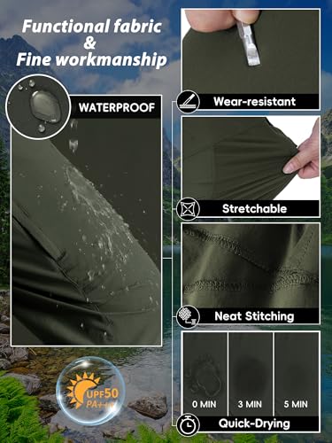 Image of Mens Hiking Pants Lightweight Cargo Work Tactical Nylon Stretch Waterproof Quick Dry Fishing Travel Outdoor 6 Pockets